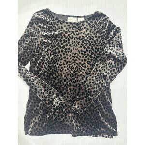 Worthington Velour Leopard Print Top Women’s Sm Long Sleeve Animal Print classic